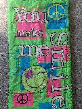 Justice Store Girls Sleeping Bag You Make Me Smile In/Out Camping Sleeping Bag